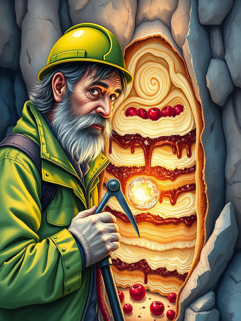 Geologist Excavates Cassata Cake Cliff in Fantasy Art Style