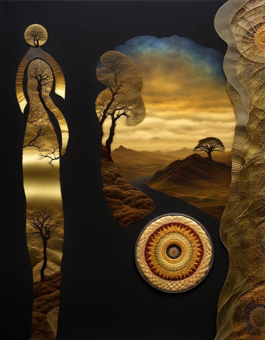 Terraformed Landmark with Gold Leaf Highlights