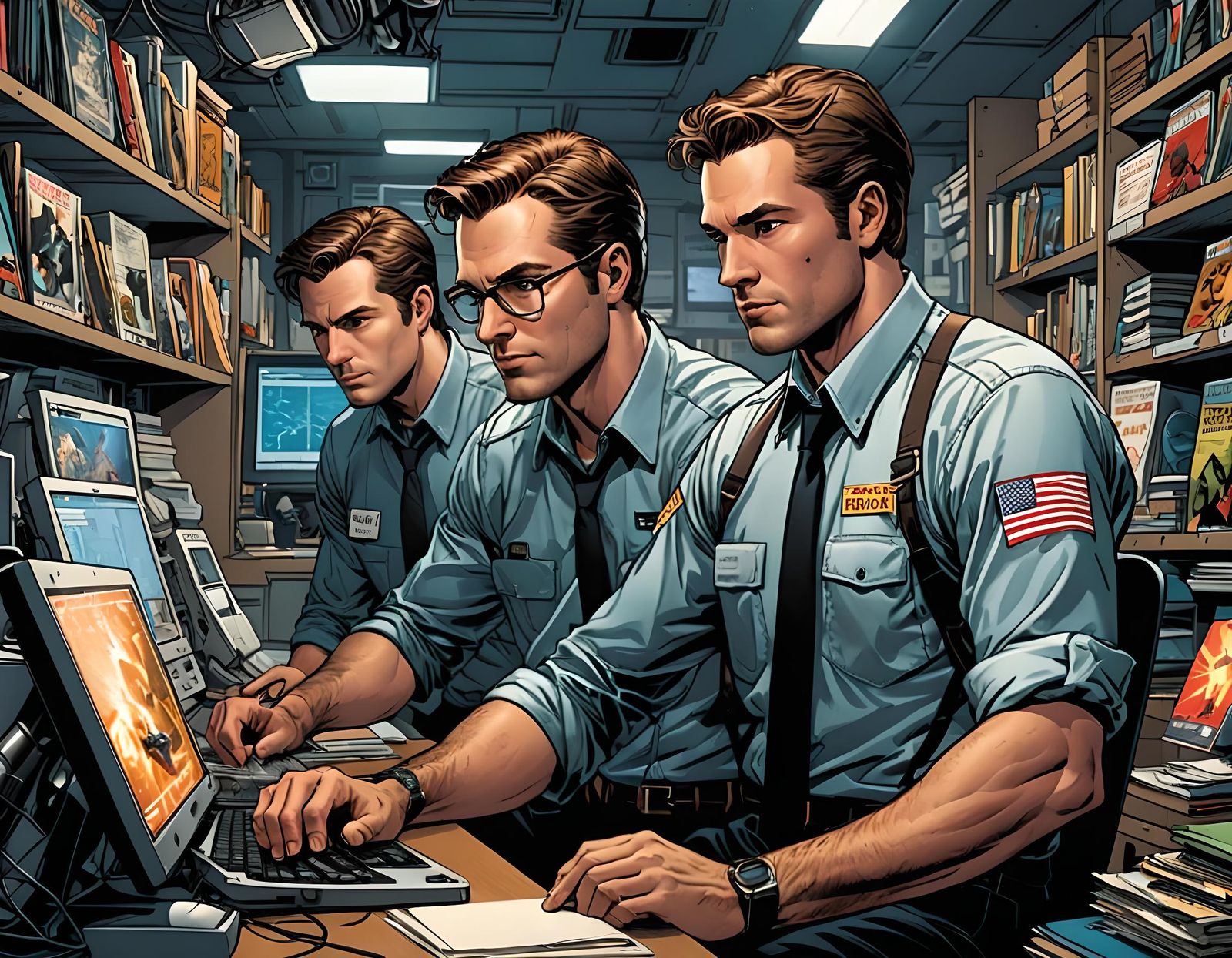 Data Entry Worker in Comic Book Art Style