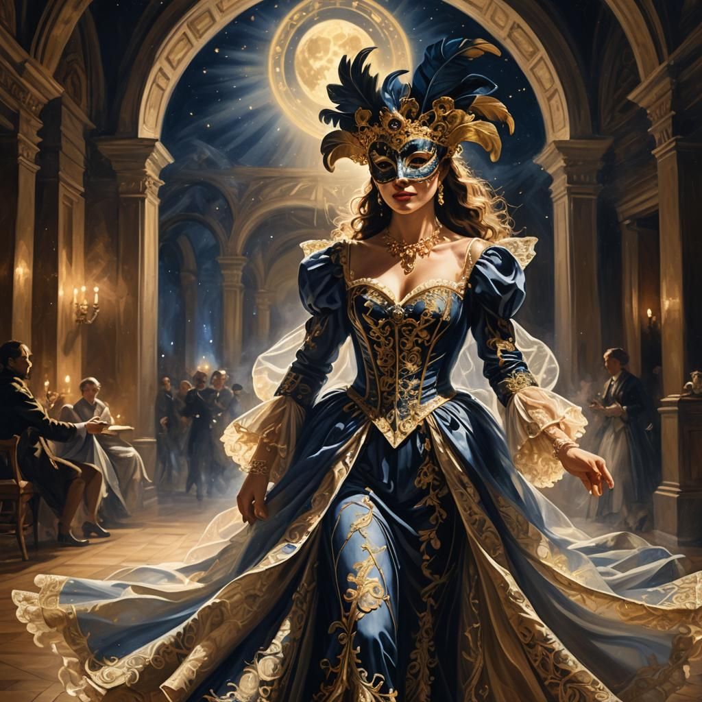 Baroque Masquerade Ball Under Moonlight