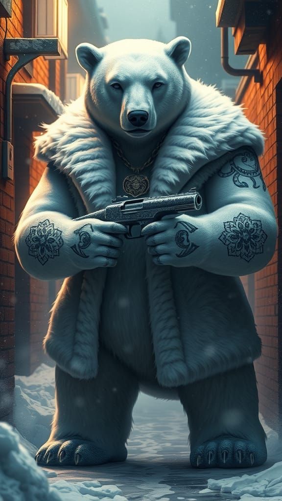 Icy Polar Bear Mafia Boss in Detailed Matte Painting