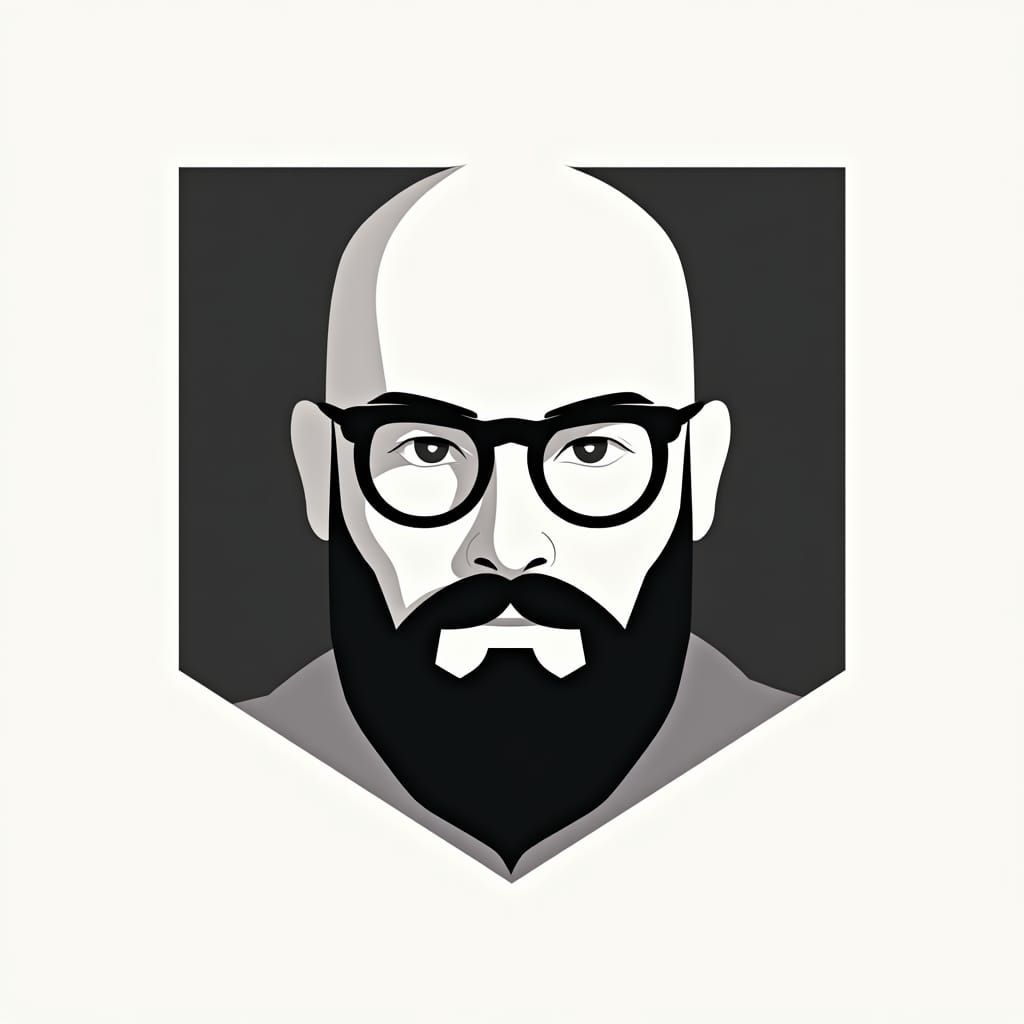 Minimalist Face Logo with Geometric Bauhaus Elements