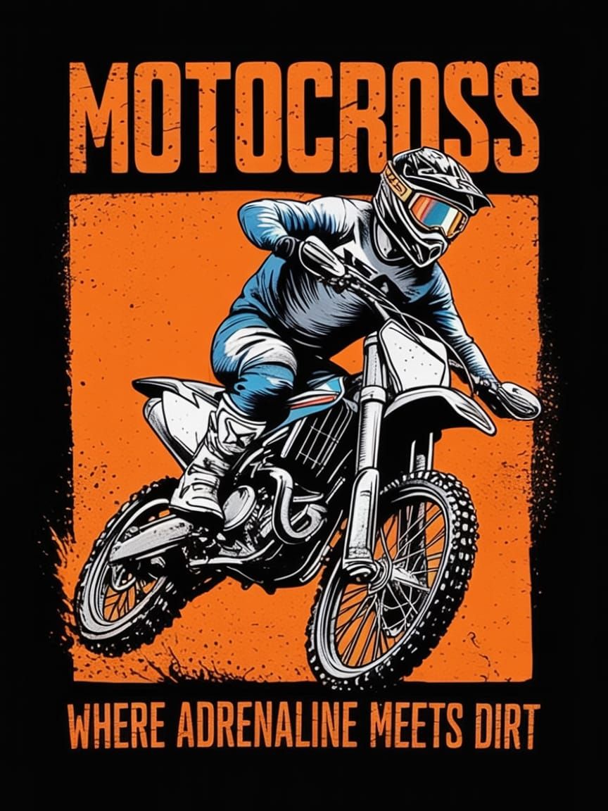 Motocross Rider Soaring Through Air in Graphic Illustration