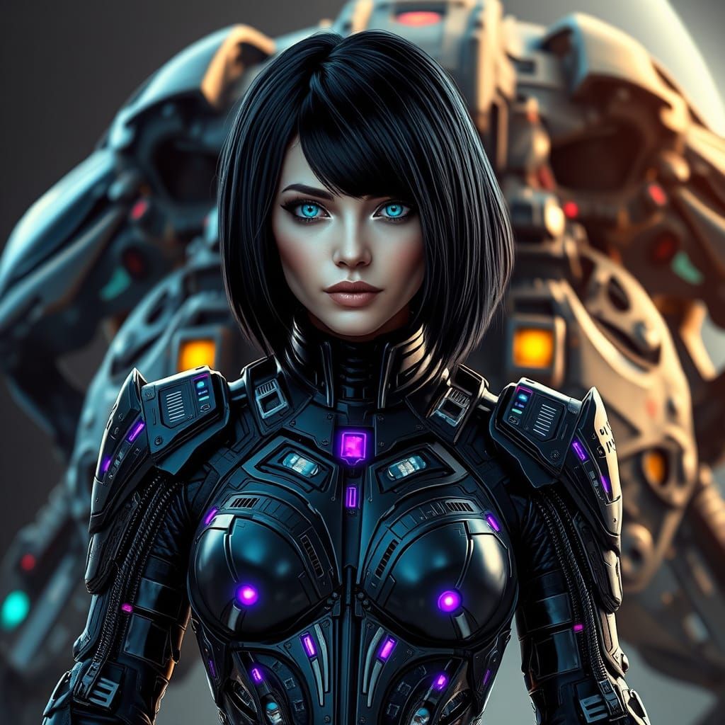 Biomechanical Pilot and Insectoid Starship in Dark Futurism