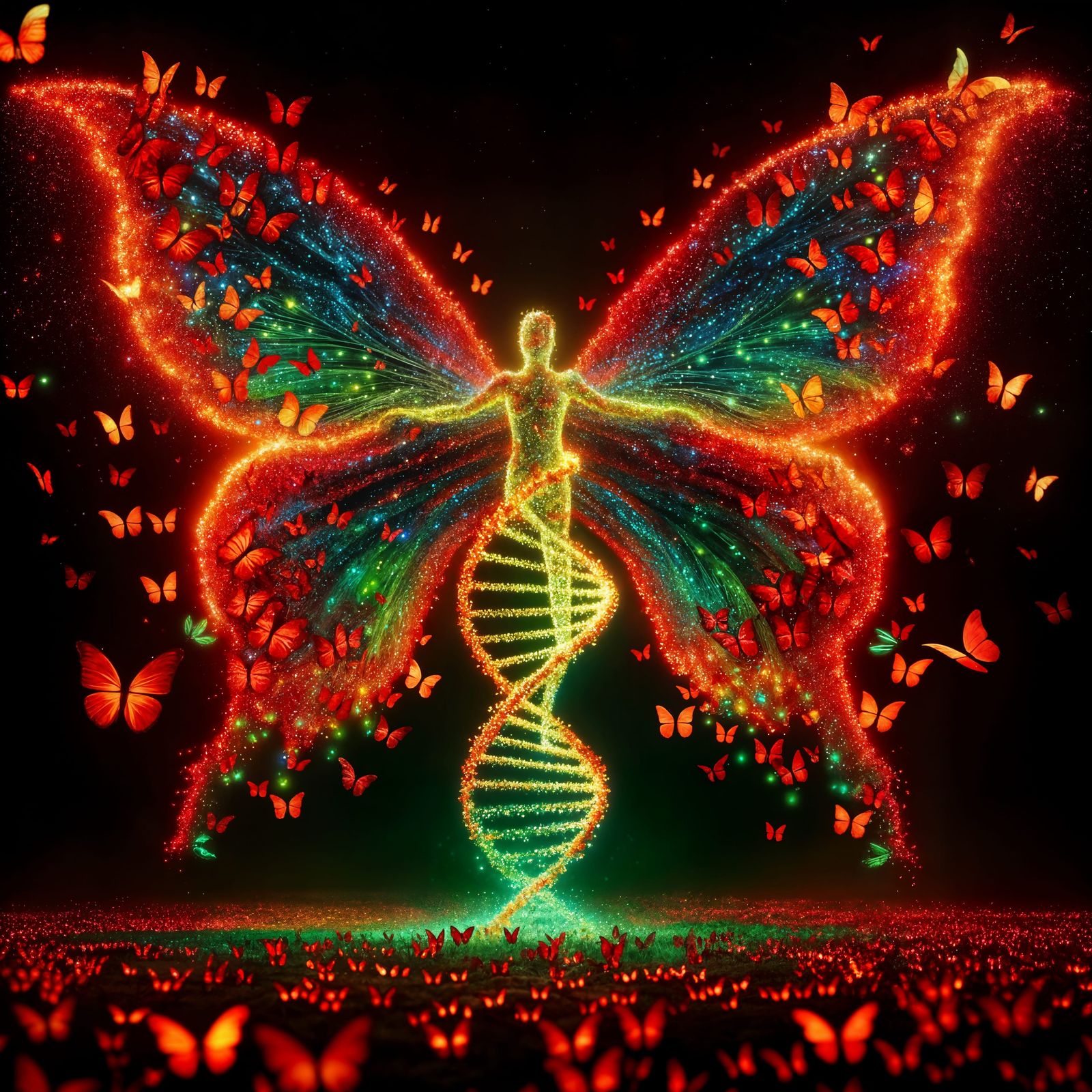 Enchanted Double Helix of Radiant Butterflies
