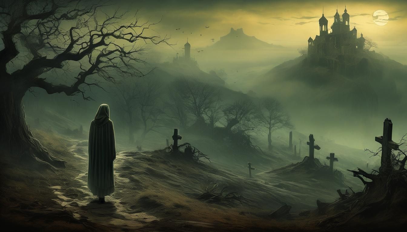 Ethereal Spirits in Dreamy Landscape: Vintage Art