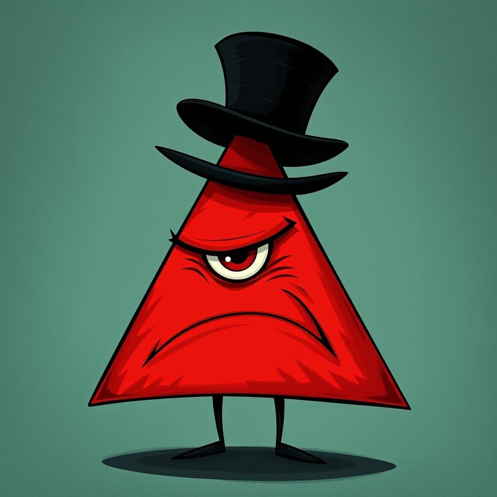 Angry Red Triangle in Whimsical Disney Style