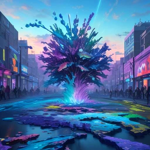 Gemstone Fantasy in Vibrant Graffiti Art Style