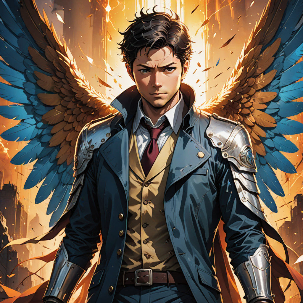 Surreal Angel Knight of Light with Vibrant Digital Manga Sty...