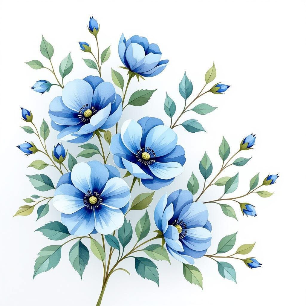 Watercolor Floral Corner Design in Soft Artistic Style