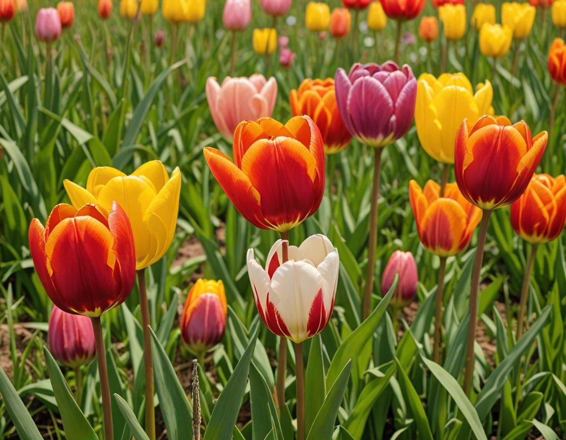 Vibrant Prairie Tulips in Full Bloom