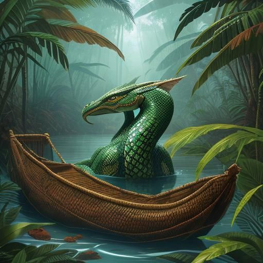 Mystical Yacumama Serpent in Amazonian Folk Art