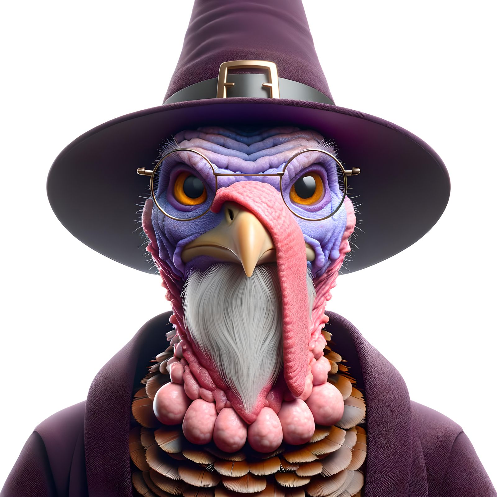 Comedic CGI Turkey as a Bearded Wizard