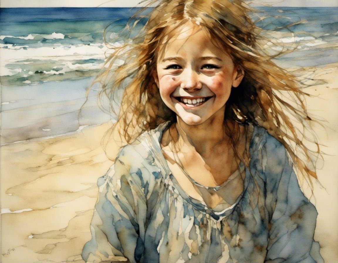 Smiling Girl on the Beach