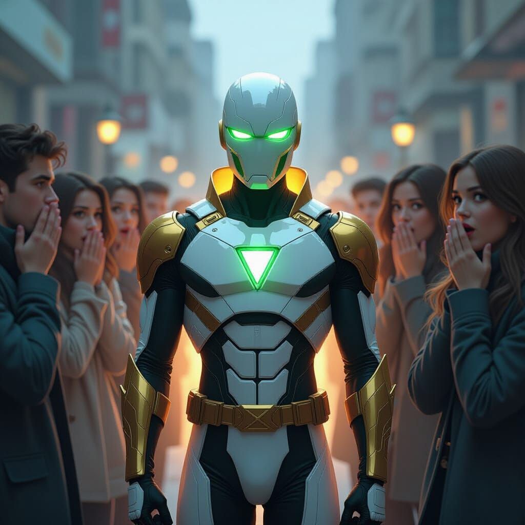 Superhero in White and Gold, Digital Art