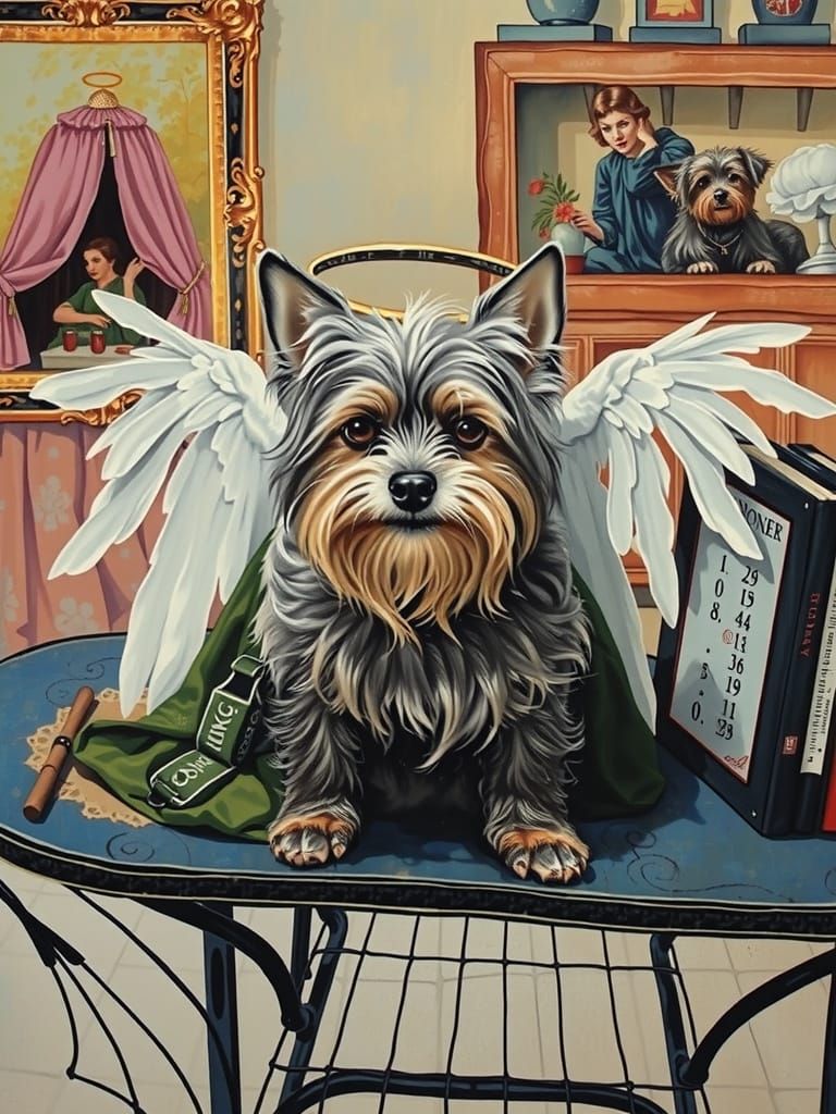Angelic Yorkie in Spring Elysium