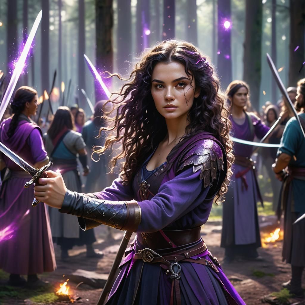 Confident Young Warrior Unleashes Magical Energy in Enchante...