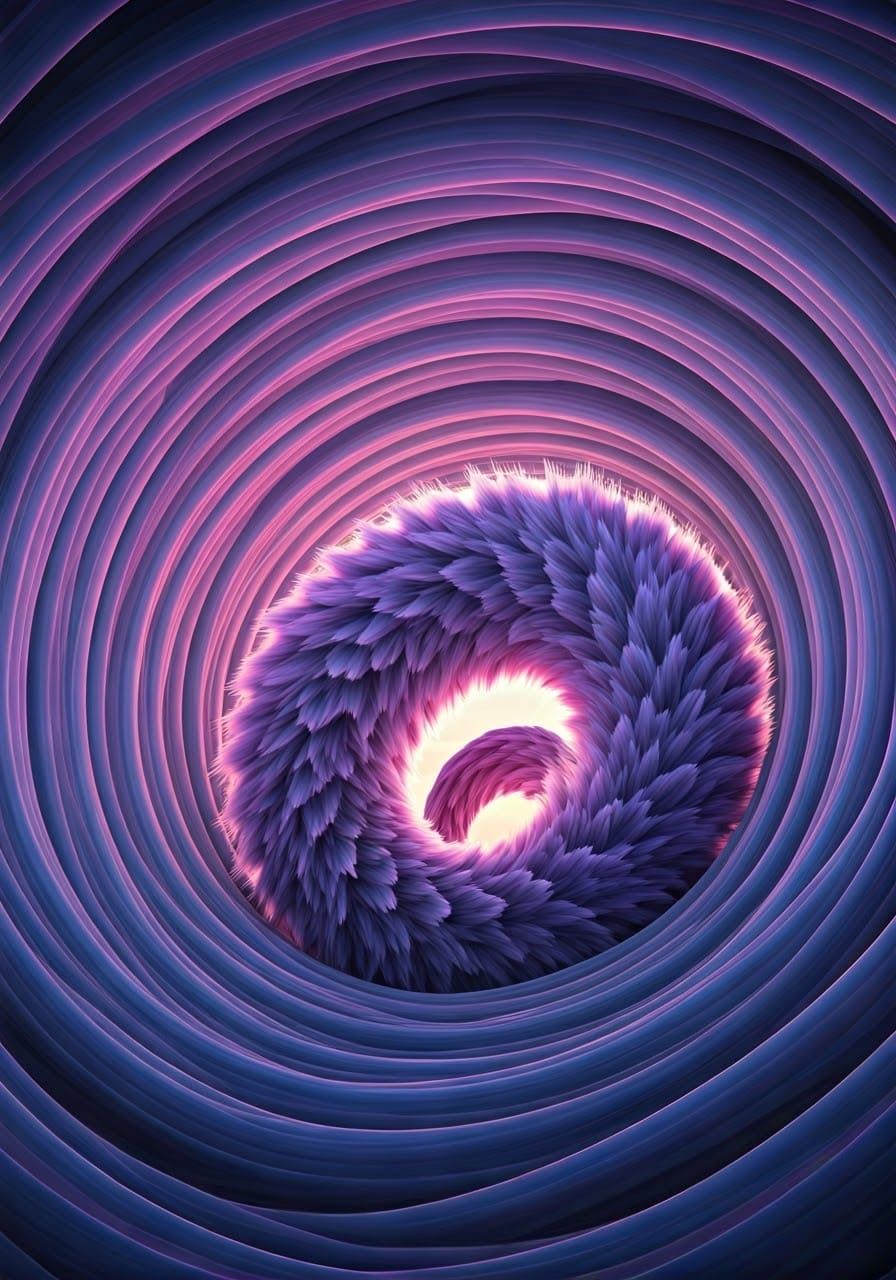 Purple Alien Being Coiled on Alien Landscape