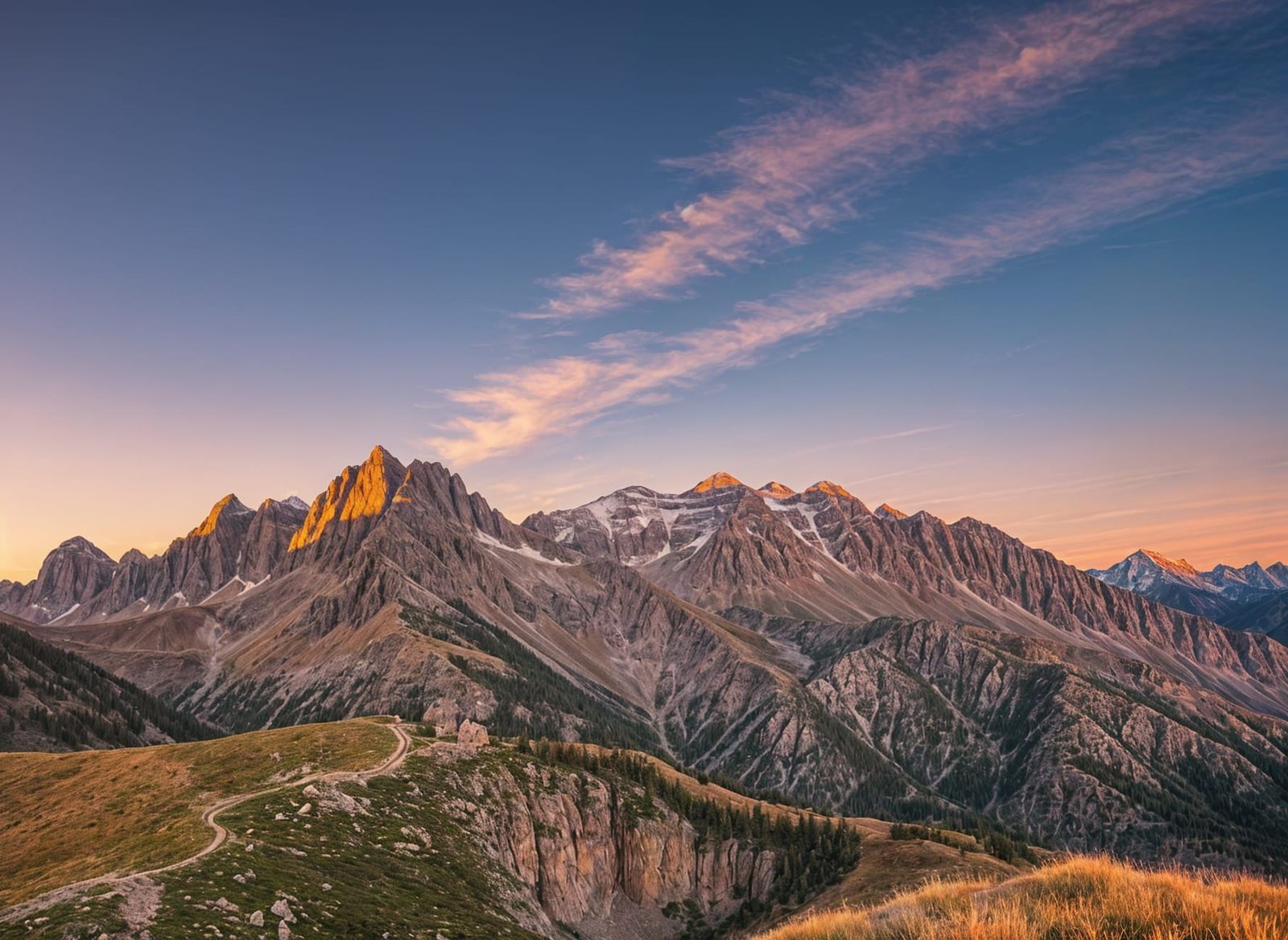 Vibrant Mountain Sunset with Dramatic Light
