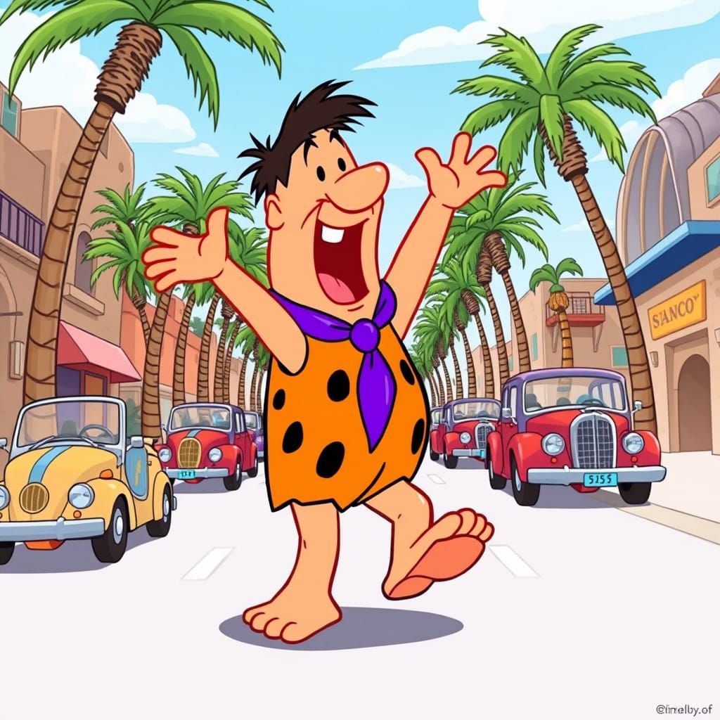 Fred Flintstone Sings and Dances in Vibrant Bedrock Style