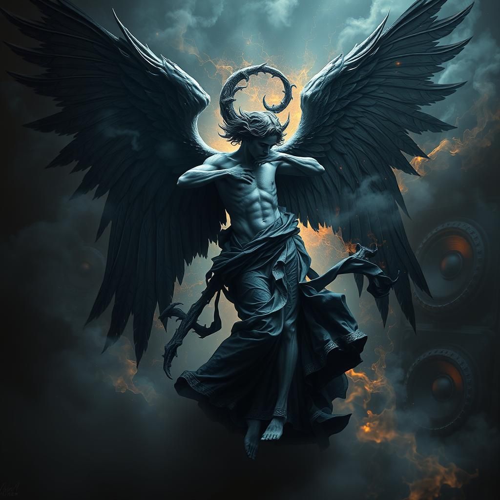 Dark Angel Dancing in Fractal Mist