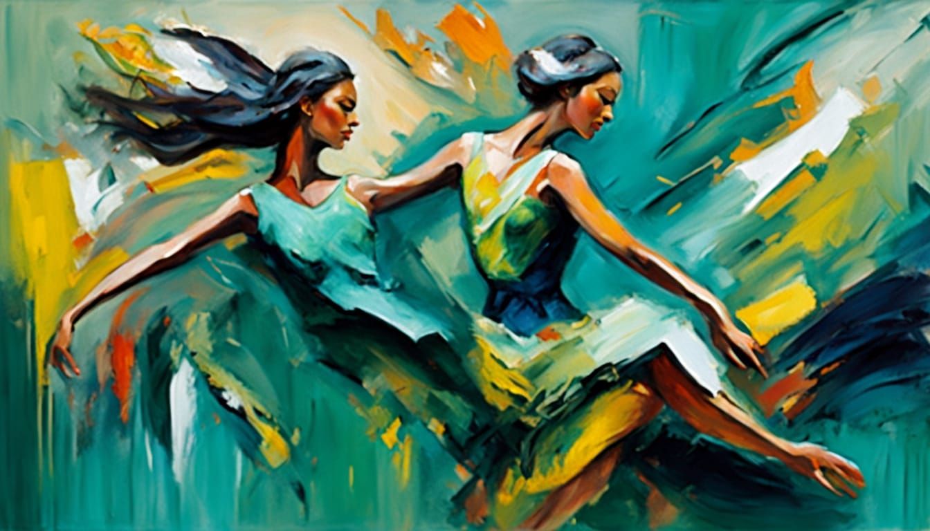 Vibrant Dancer in Expressive Watercolor and Oil Painting