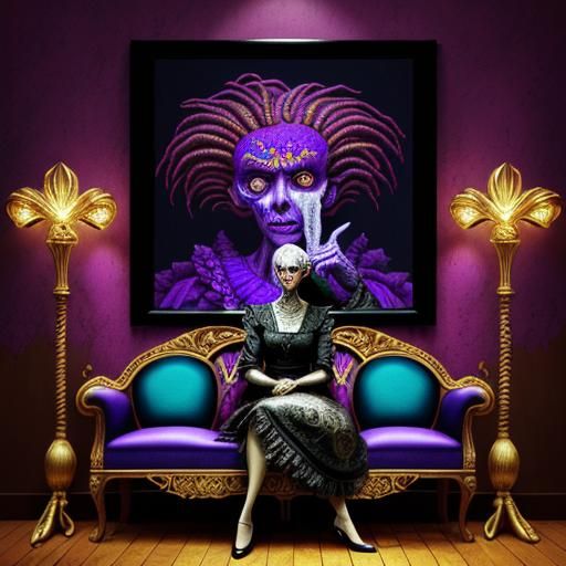 Wooden Vampire Awaits Diagnosis: Surrealist Oil Painting