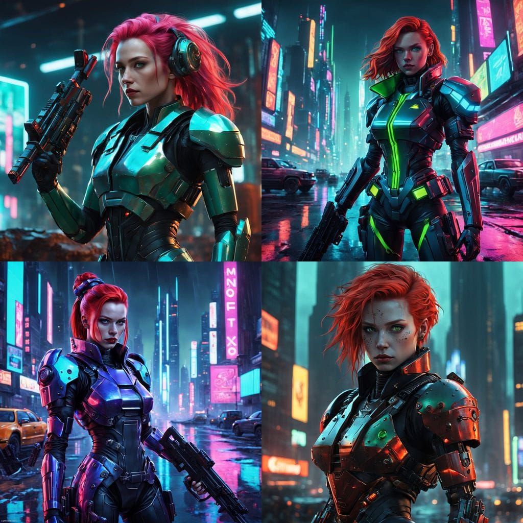 Cyberpunk Warrior in Gritty Dystopian Landscape