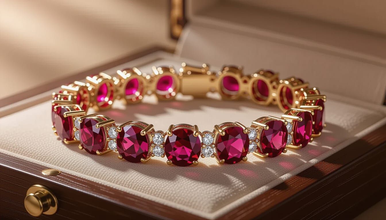 Luxury Ruby and Diamond Bracelet in 3D Style