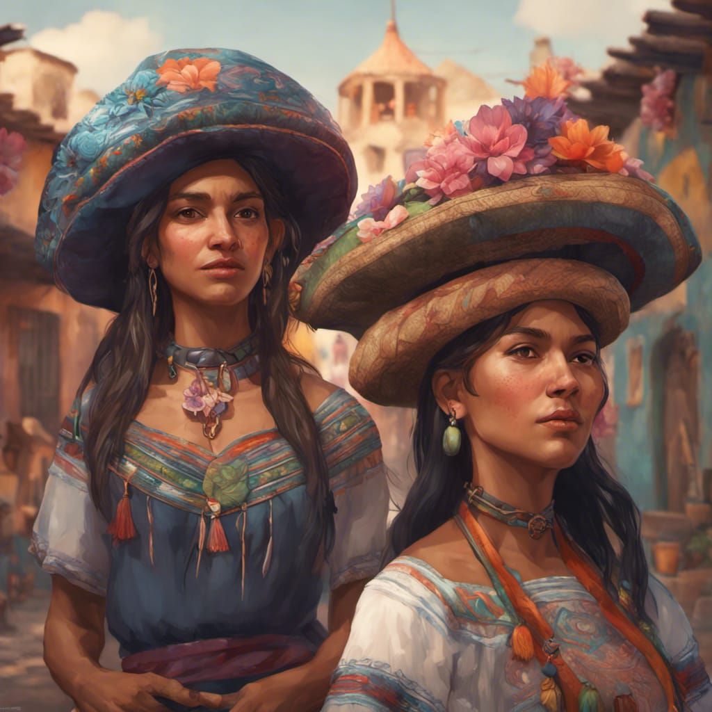 Mexican Village Portrait in Hyperdetailed Style