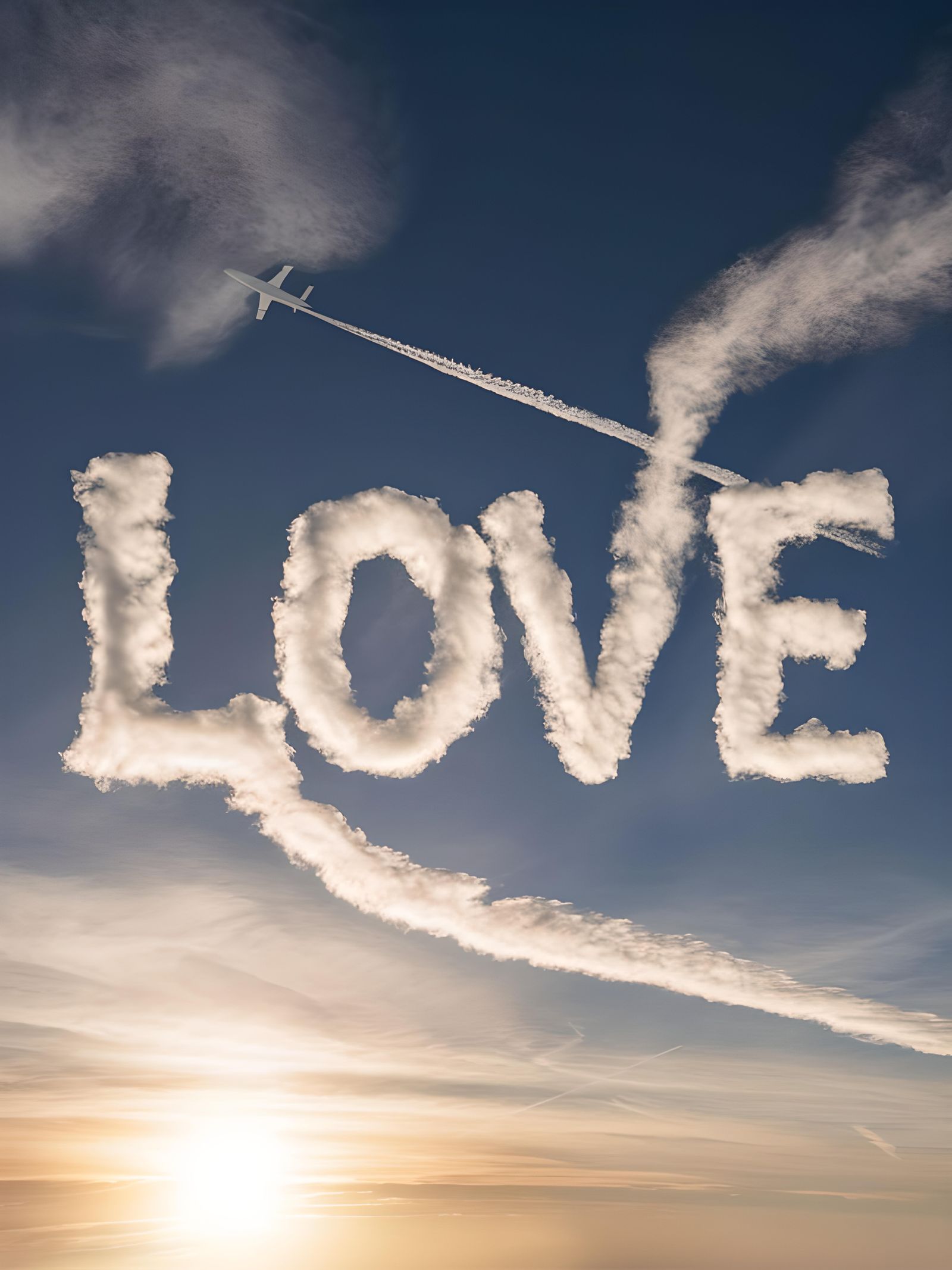 Aerial View of Sky with LOVE Spelled in Clouds