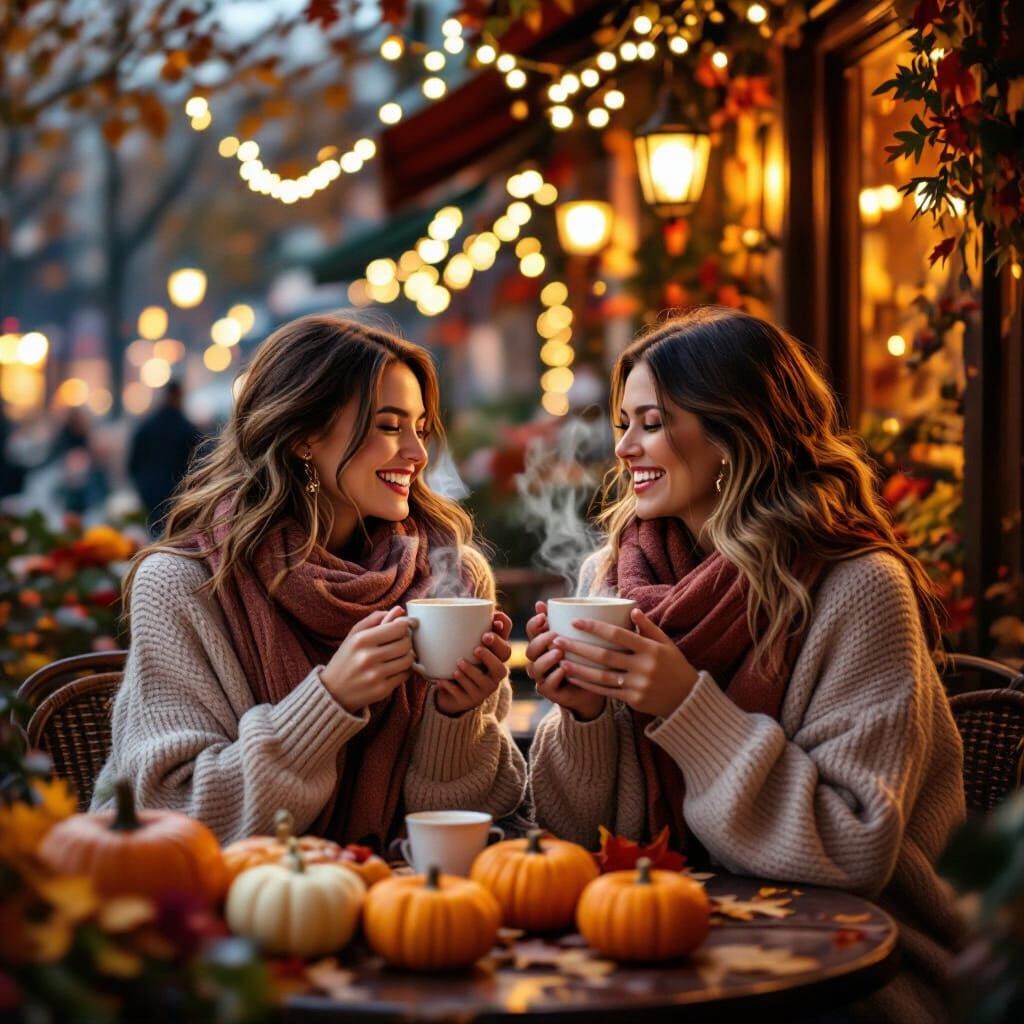 Cozy Cafe Scene with Impressionistic Lighting