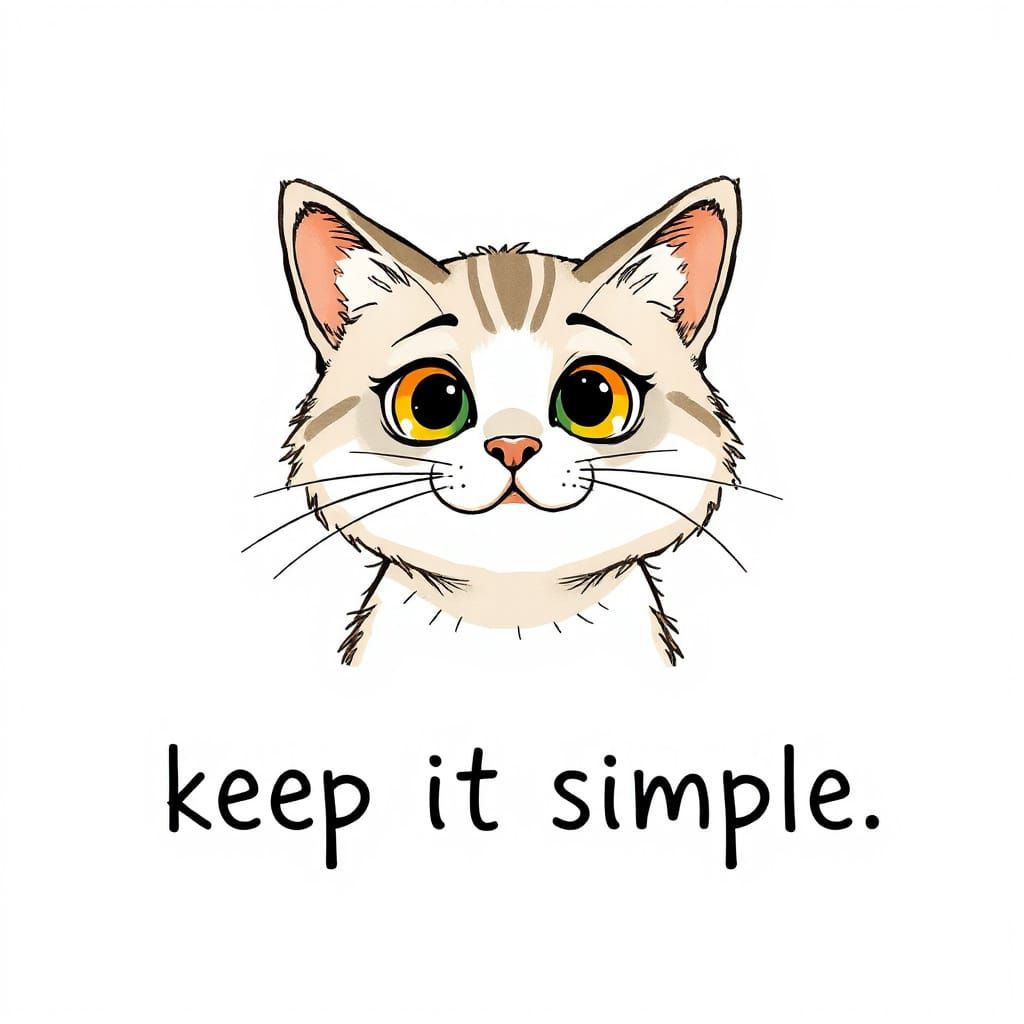 Whimsical Cat in Playful Hand-Drawn Style