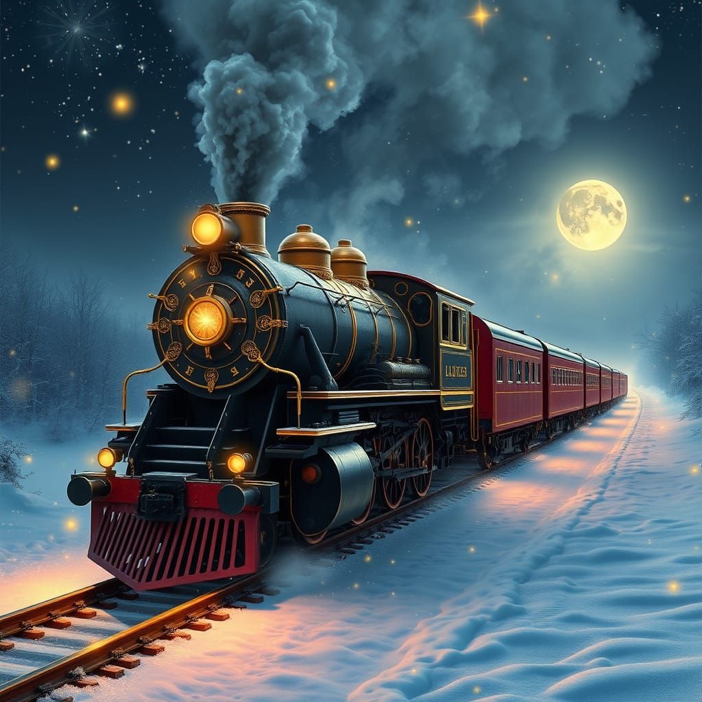 Majestic Steam Locomotive Chugs Through Enchanted Winter Won...
