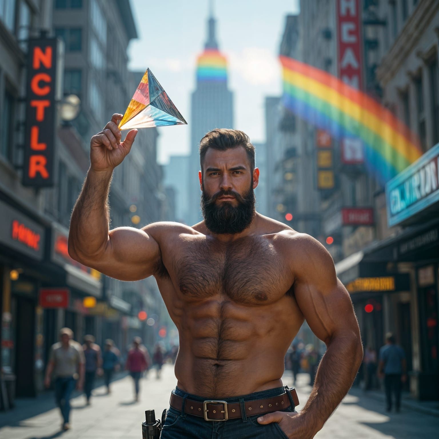 Man with Prism in Dieselpunk City