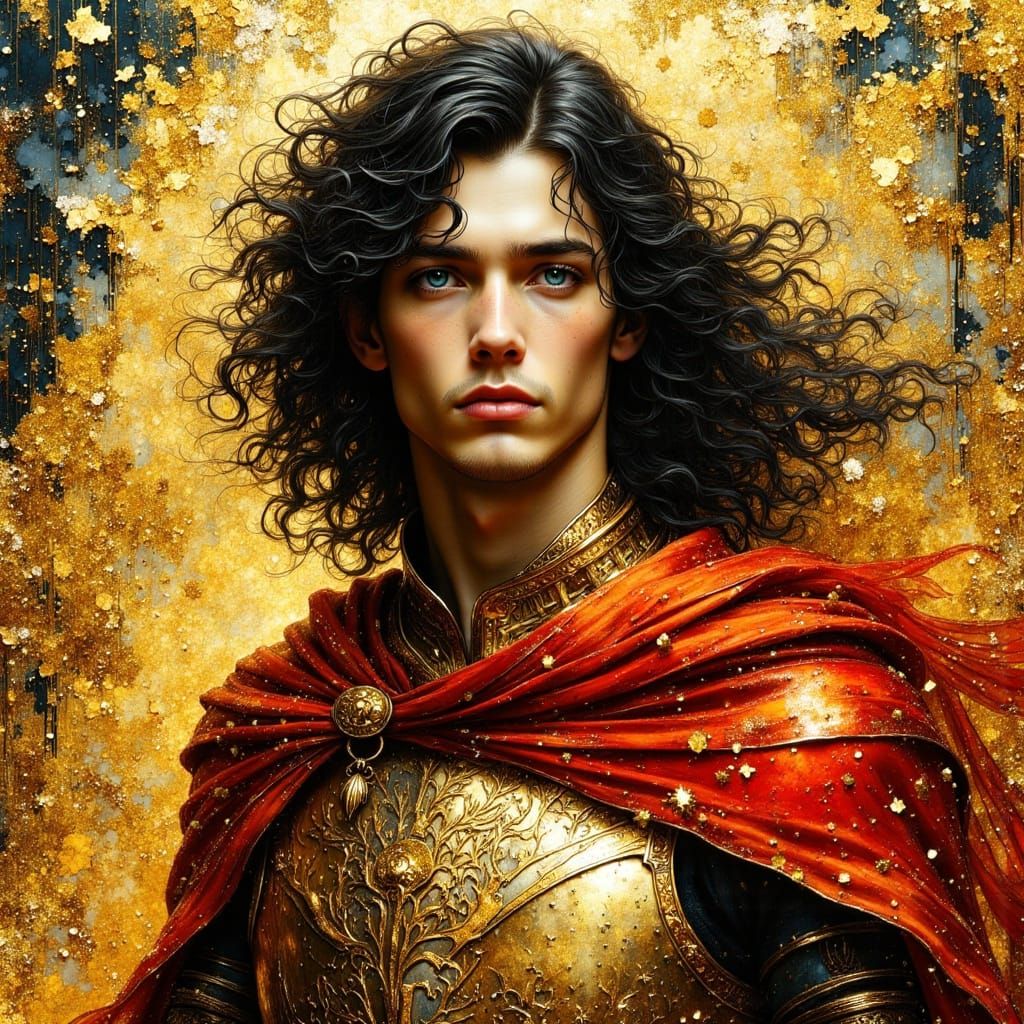 Fantasy Portrait with Gold Armour in Lavish Style