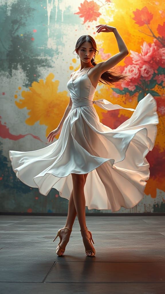 Dynamic Dancer in Anime Style with Vivid Colors
