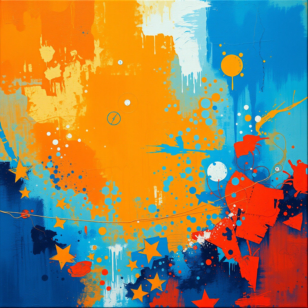 Abstract Futuristic Background in Mixed Media Style