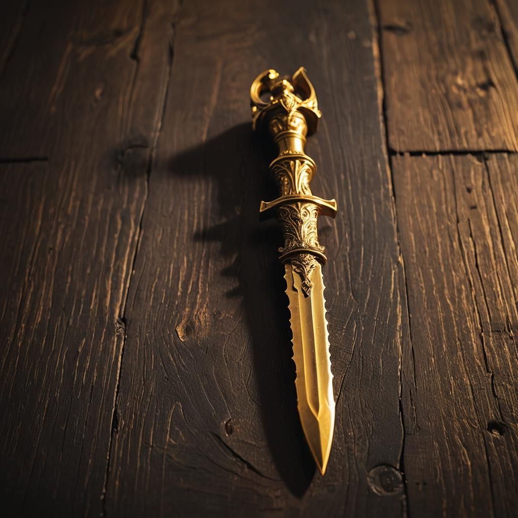 Golden Greek Dagger in Warm Cinematic Light