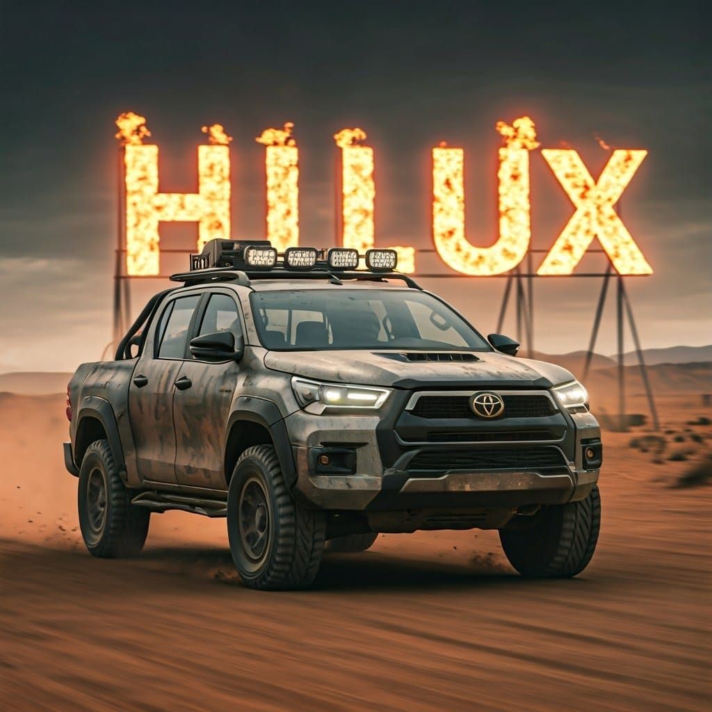 Hilux in Post-Apocalyptic Desert as Digital Art