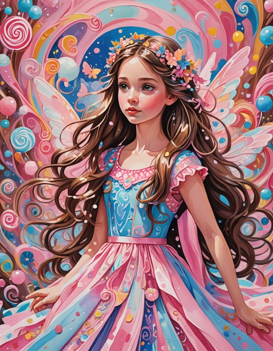 Candy Coated Fairy in Gouache Wonderland