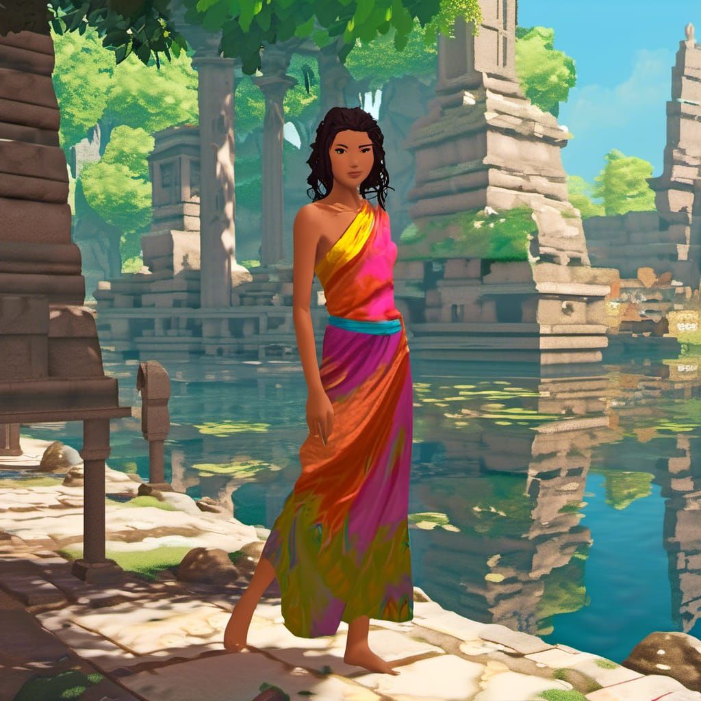 Celtic Princess on Exotic Island, Digital Art