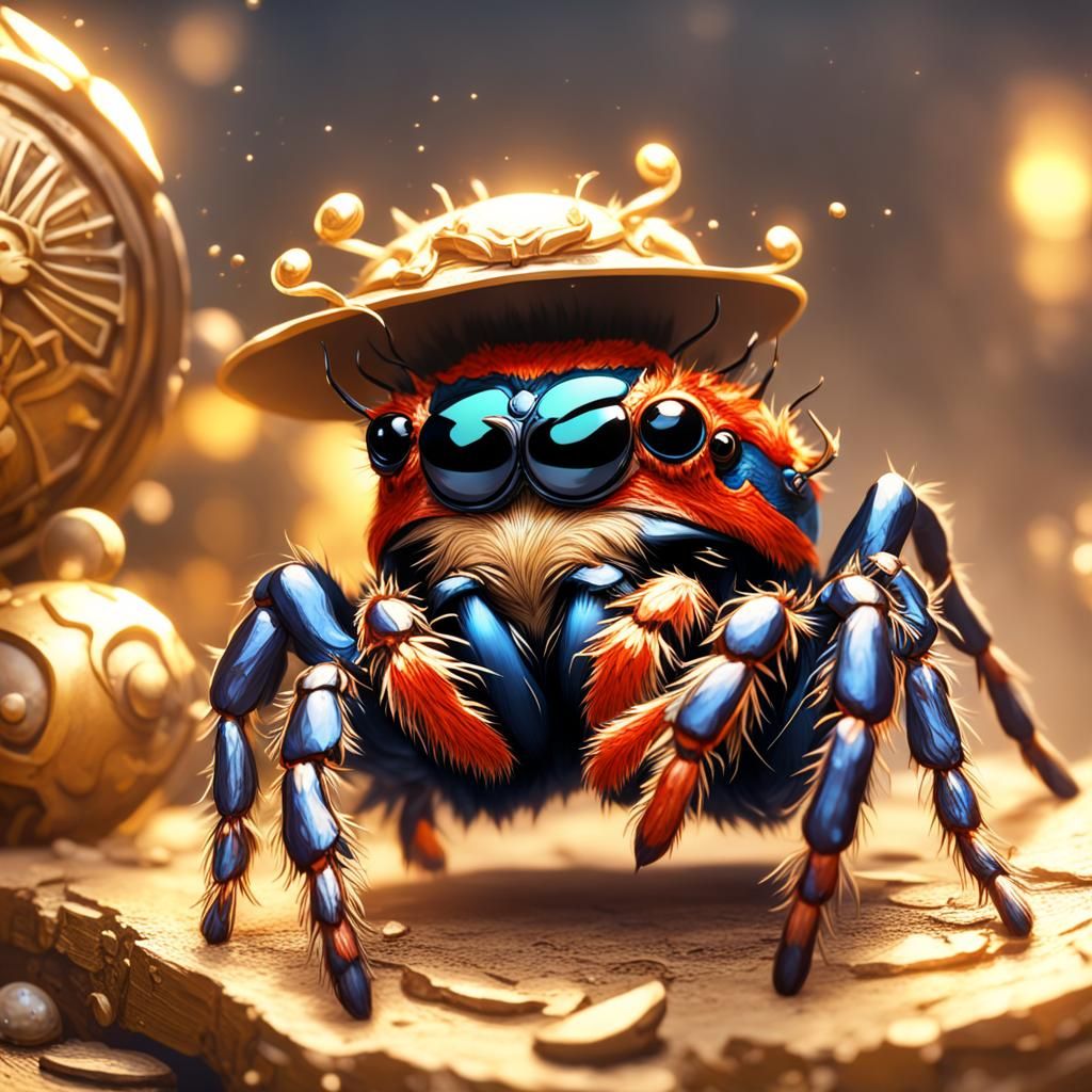 Anthropomorphic Spider Merchant: Detailed Matte Painting