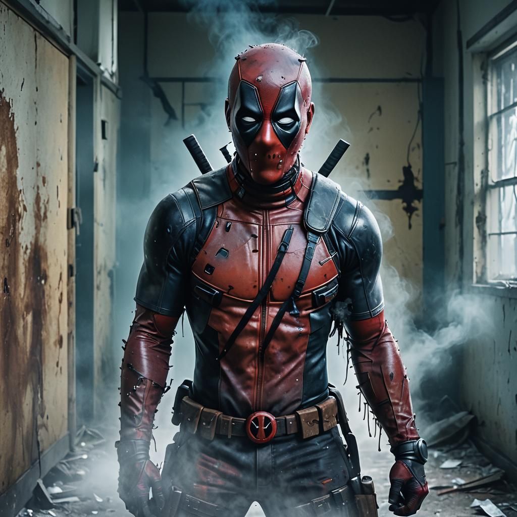 Cinematic Horror Portrait of Grotesque Deadpool