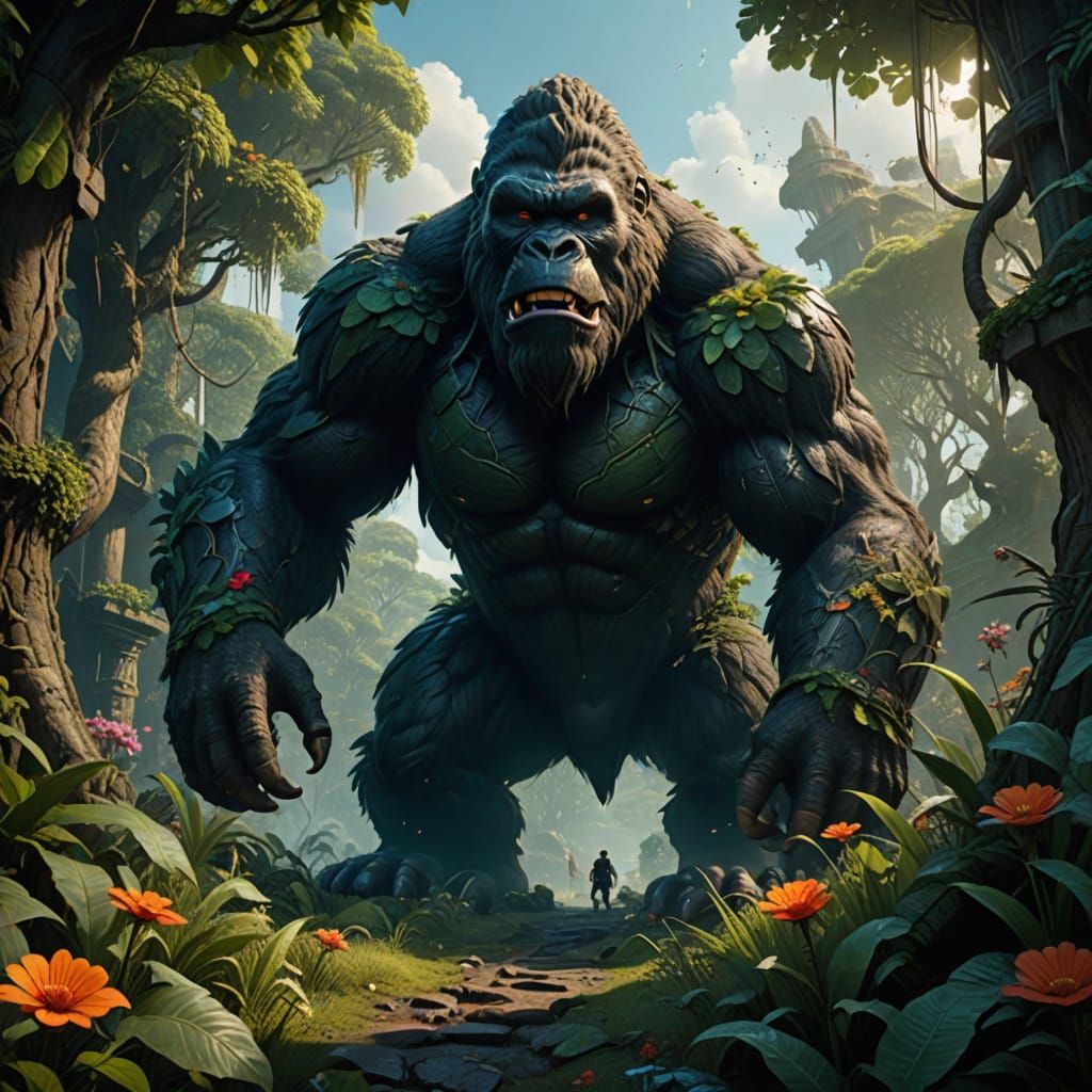 Mystical Jungle Beast in Cyberpunk Realism