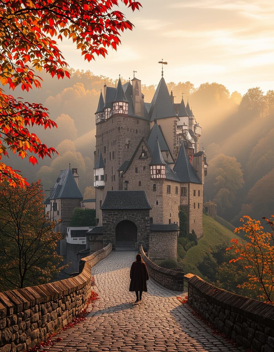 Autumn at Burg Eltz Castle in Golden Light