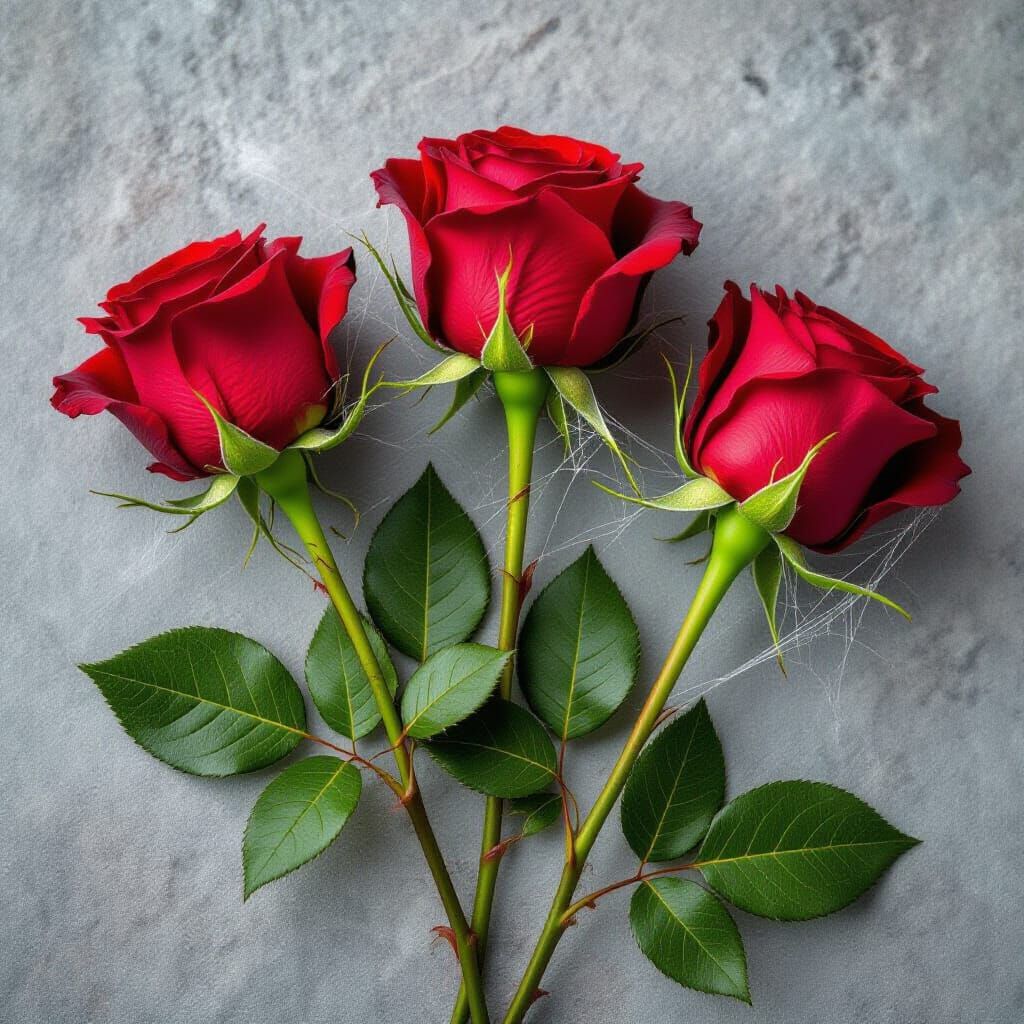 Dead Valentines Roses Covered in Cobwebs