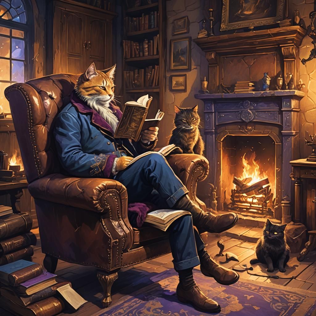 Cozy Fantasy Reading Scene in Unreal Engine 5 Style