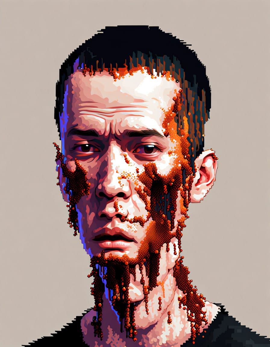 Glitch Art Portrait of a Family with Digital Corruption