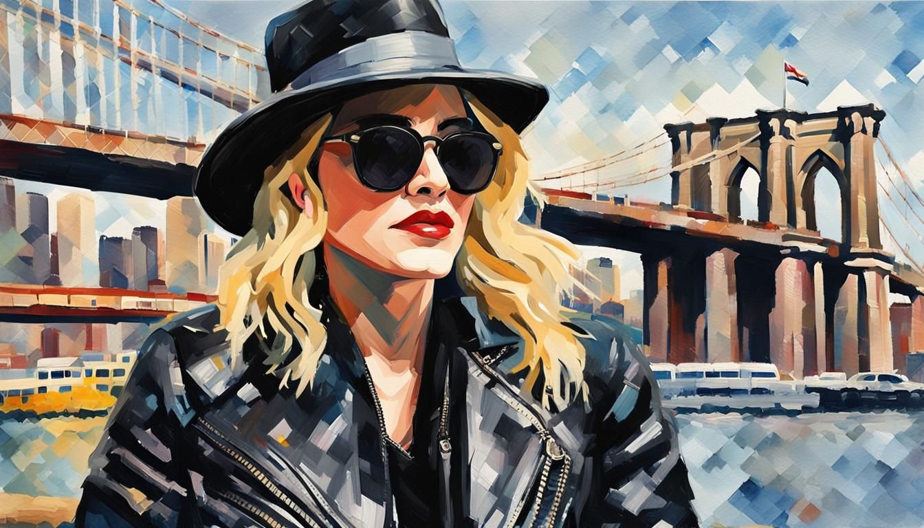 Madonna in Gouache Style, Brooklyn Bridge Backdrop